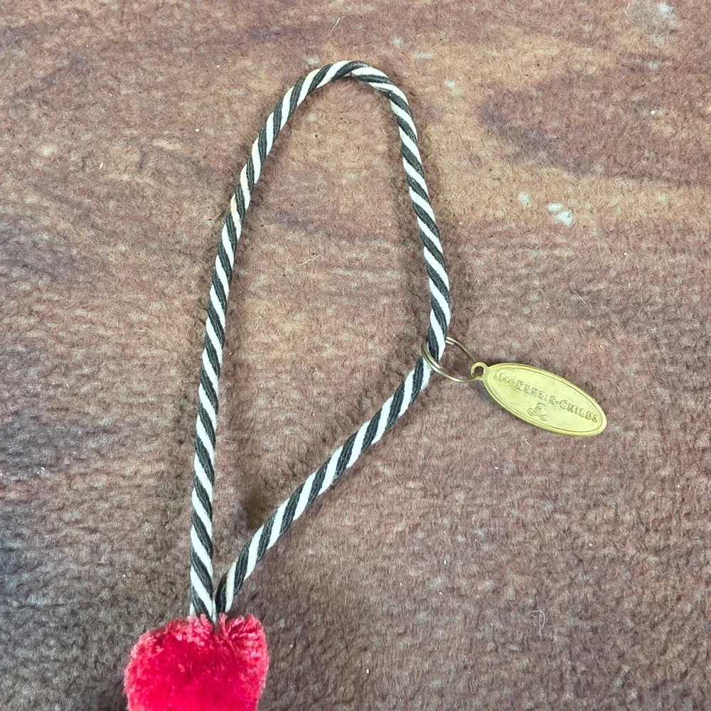 MacKenzie-Childs Cardinal Bird Tassel Ornament Red OS Good Striped Whimsical